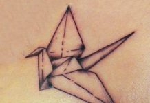Origami crane tattoo