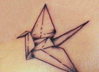 Origami crane tattoo
