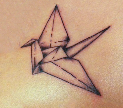 Origami crane tattoo